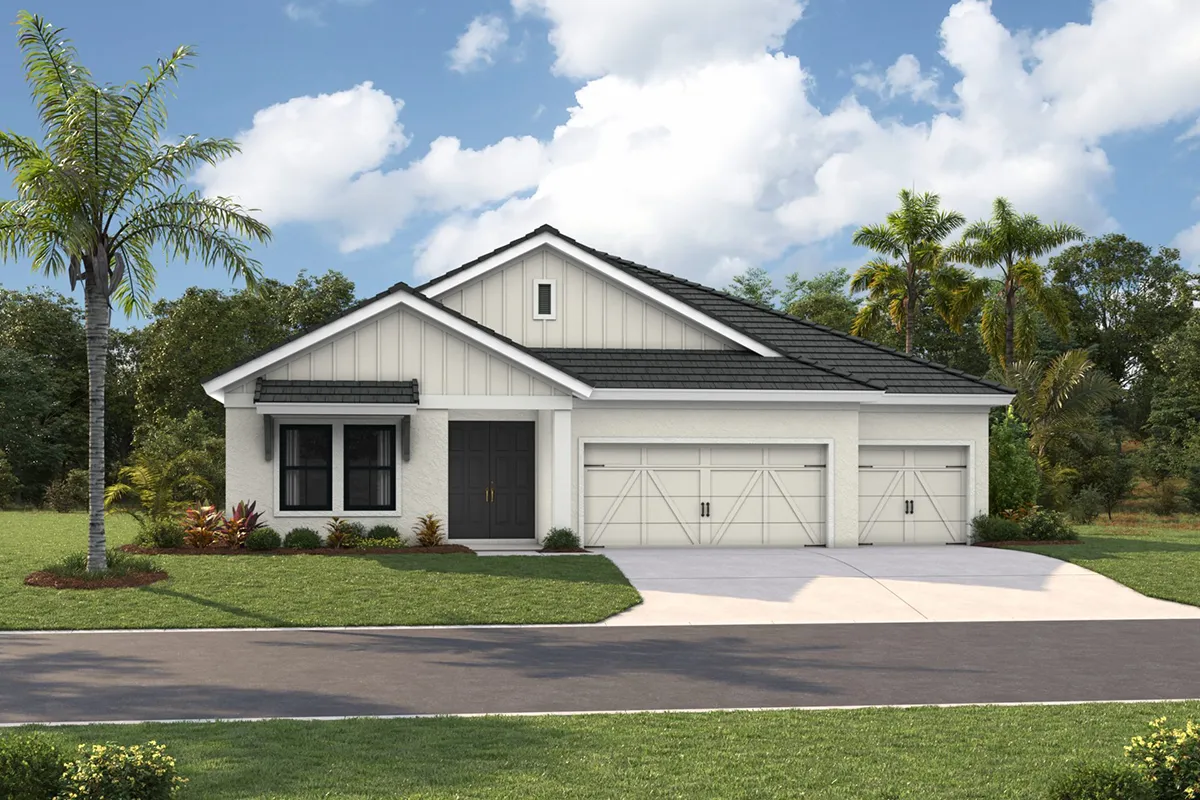 Exterior image of a one-story home by Homes by WestBay.