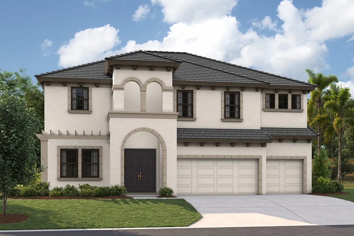 Exterior view of a two-story home by Homes by WestBay.