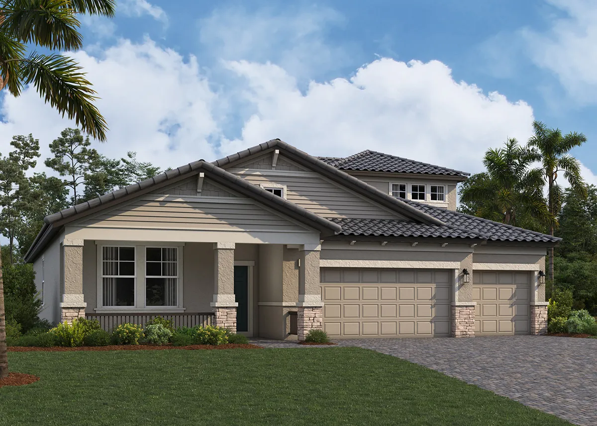 Exterior view of a one-story home by M/I Homes.