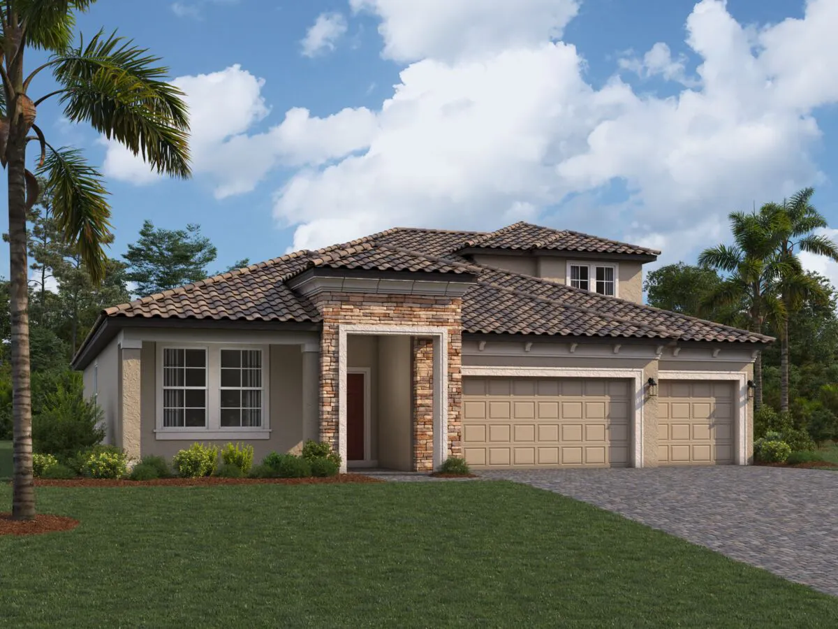 Exterior view of a one-story home by M/I Homes.
