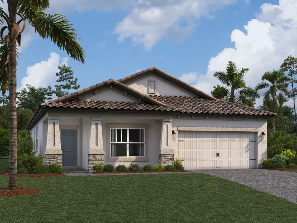 Exterior view of a one-story home by M/I Homes.