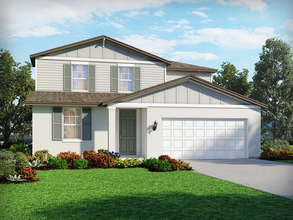 Exterior view of a two-story home by Meritage Homes.