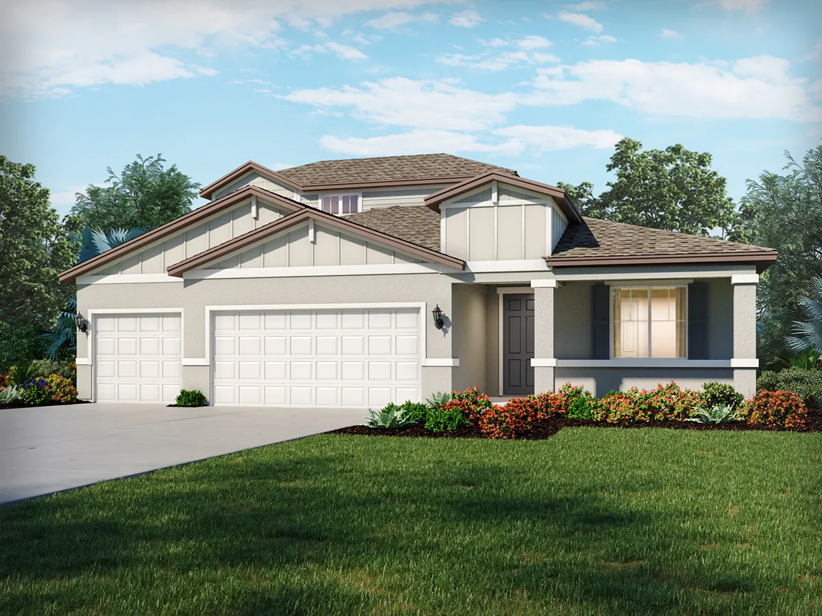Exterior view of a two-story home by Meritage Homes.