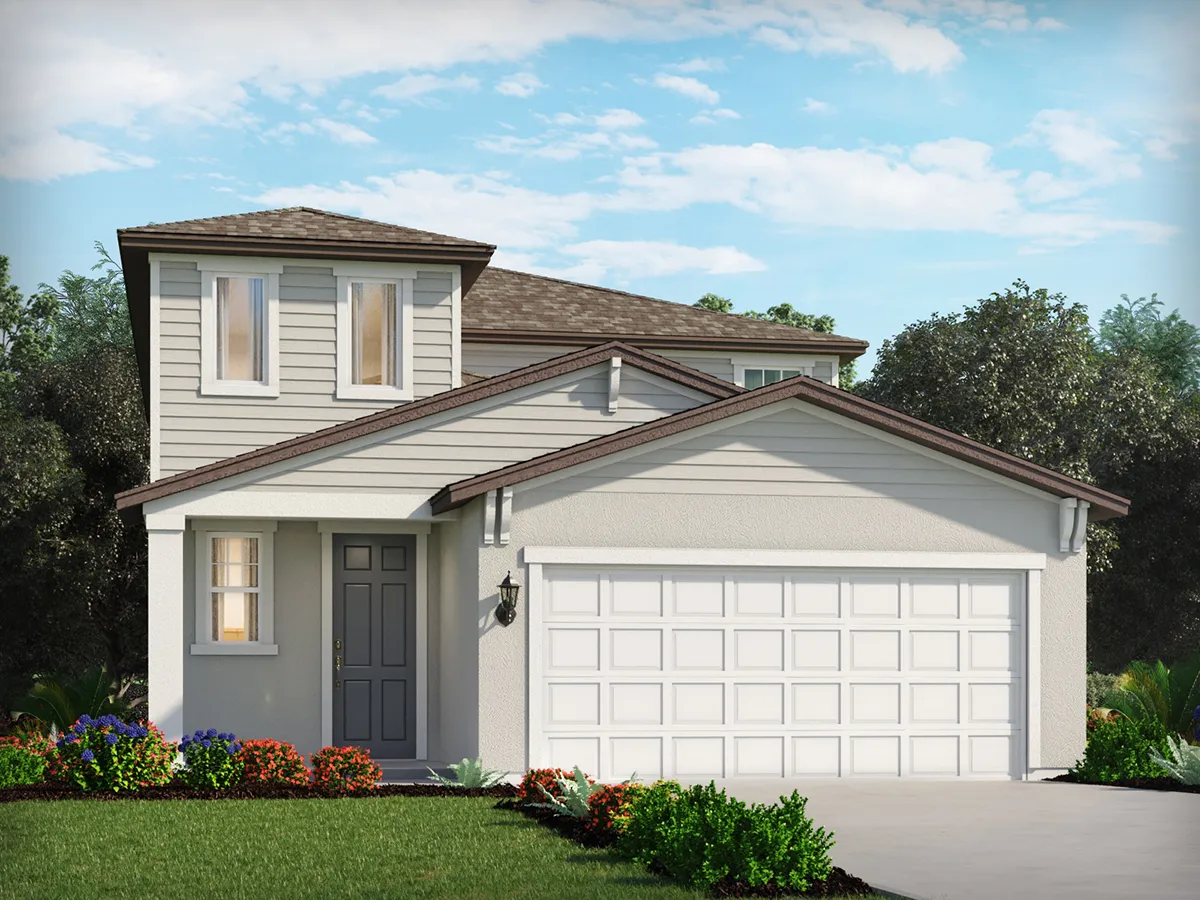 Exterior view of a two-story home by Meritage Homes.