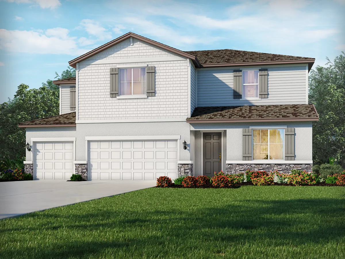 Exterior view of a two-story home by Meritage Homes.