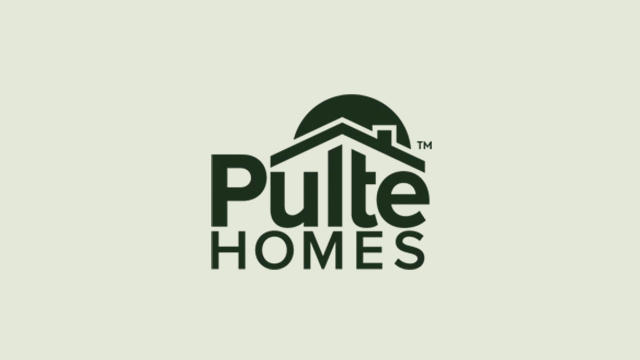 The Pulte Homes logo featuring the words Pulte Homes in bold, dark green letters with a stylized roof and sun above the text on a light background.