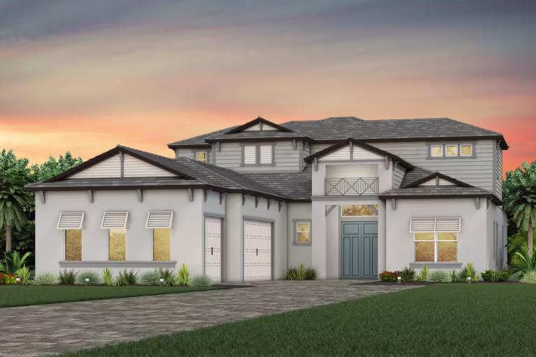 Exterior view of a large two-story home by Pulte Homes.
