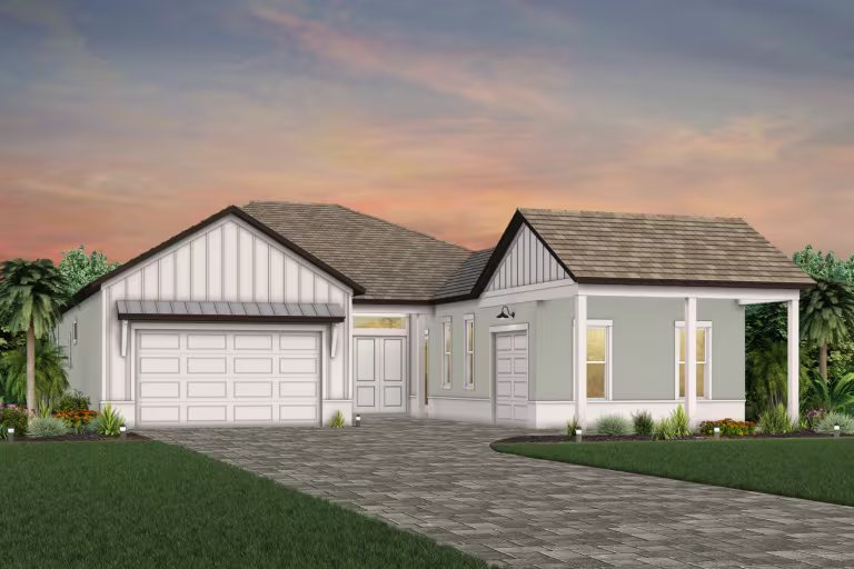 Exterior view of a one-story home by Pulte.