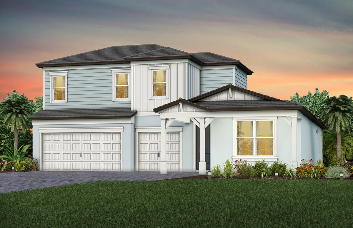 Exterior view of a large two-story home by Pulte Homes.