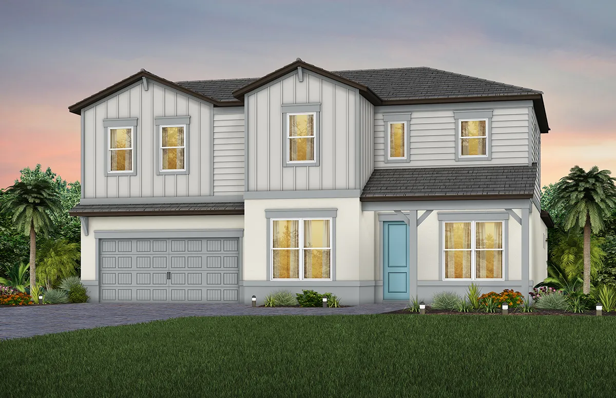 Exterior view of a large two-story home by Pulte Homes.
