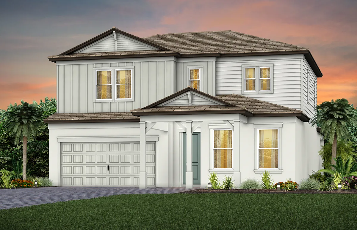 Exterior view of a large two-story home by Pulte Homes.
