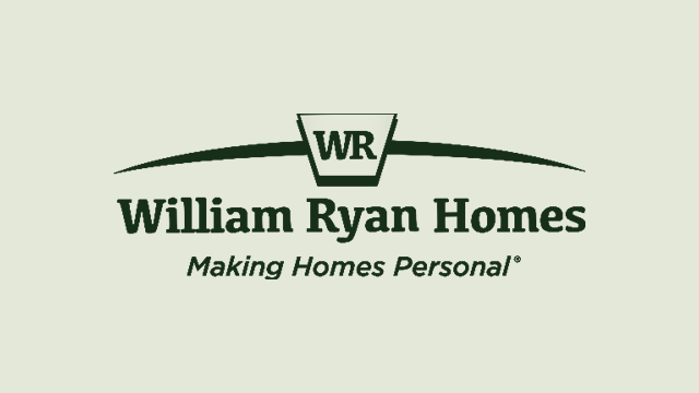Logo for William Ryan Homes featuring the initials WR in a shield above the company name, with the tagline Making Homes Personal® below, all in dark green on a light background.