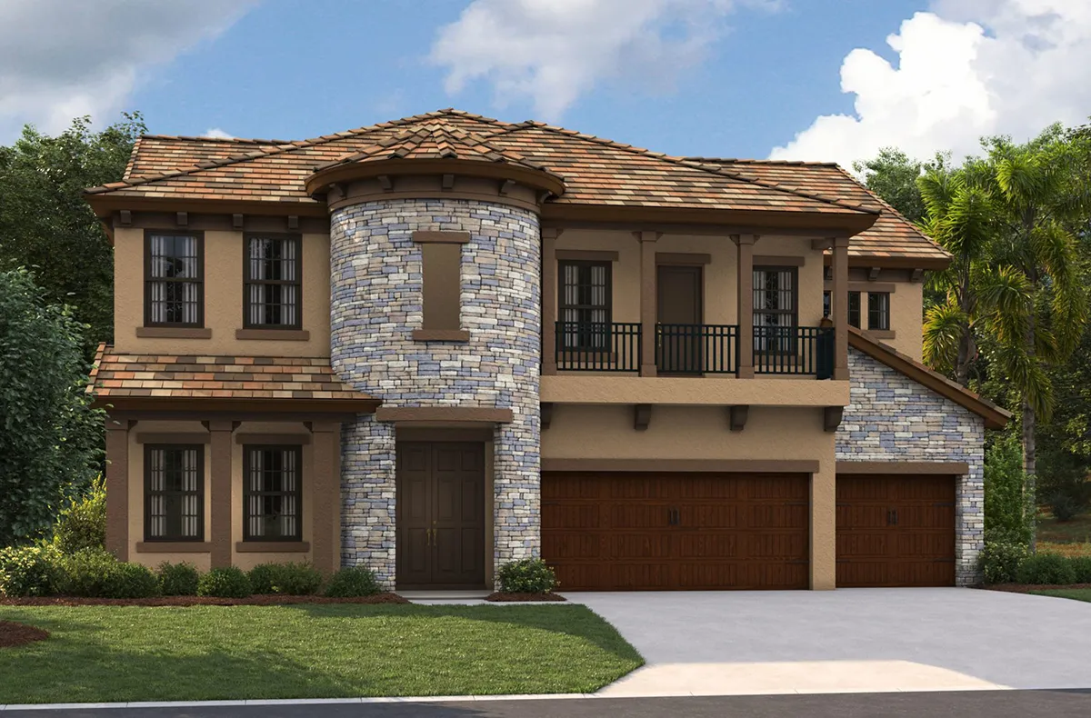 Exterior view of a two-story home by Homes by WestBay.